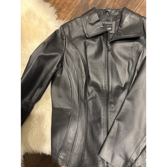 East 5th Ave Black Leather Jacket Blazer Women's Medium - Picture 6 of 12